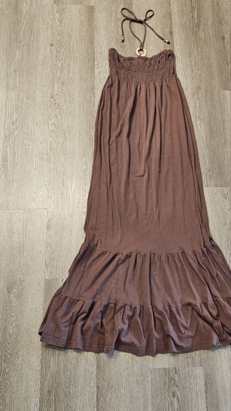 Energie Brown Maxi Tiered Skirt